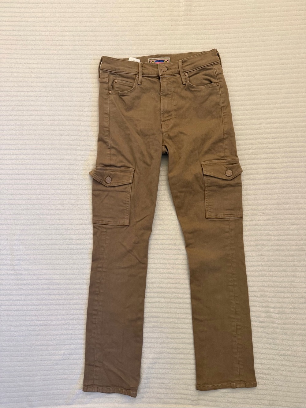 MOTHER Women's Brown Cargo Jeans with Flap Pockets